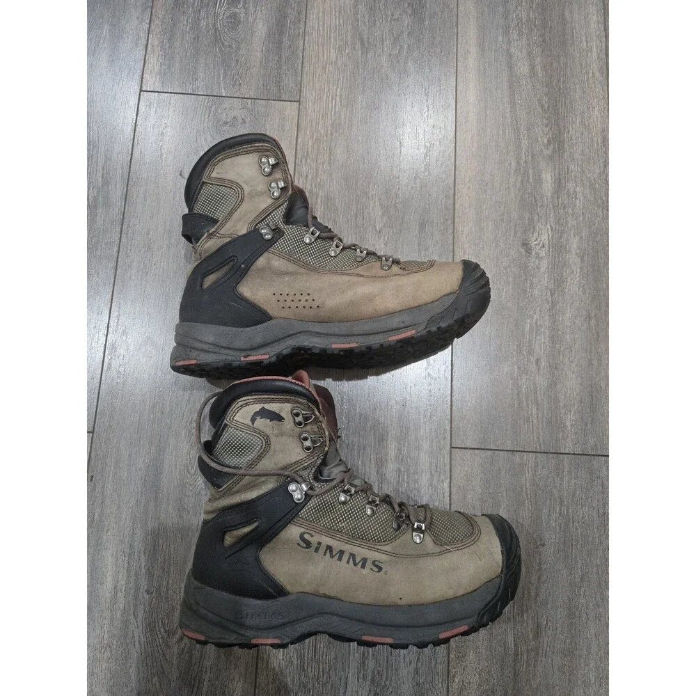 Simms G3 Guide Wading Boots Mens 12 Vibram Rubber Sole Fly Fishing Brown